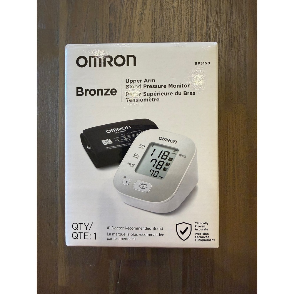 Omron‎ Bronze Upper Arm Blood Pressure Monitor Bluetooth BP5150 White Gray